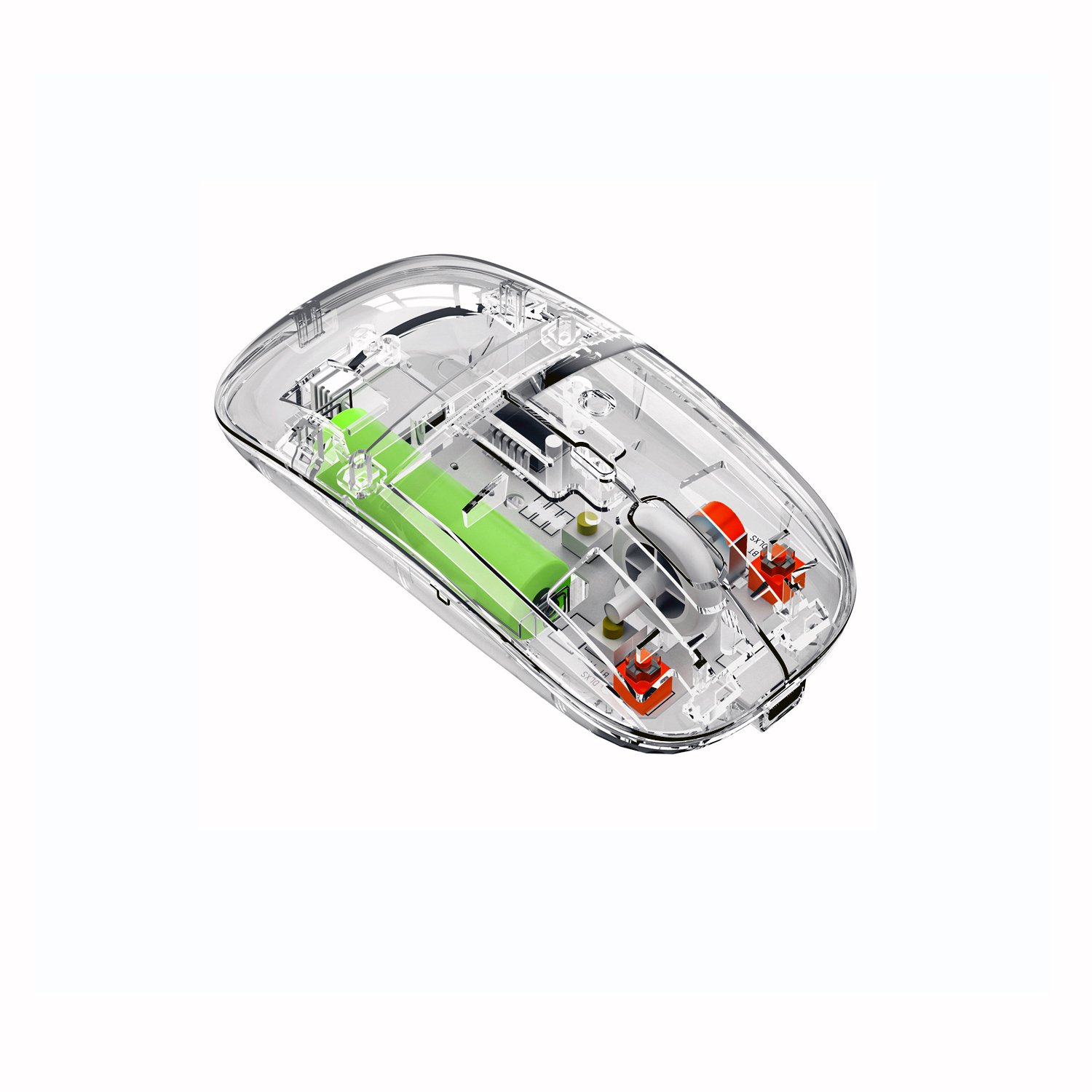 New Transparent Wireless+Bluetooth Dual-Mode Rechargeable Mouse - Image 1